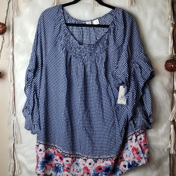 terra and sky peasant top